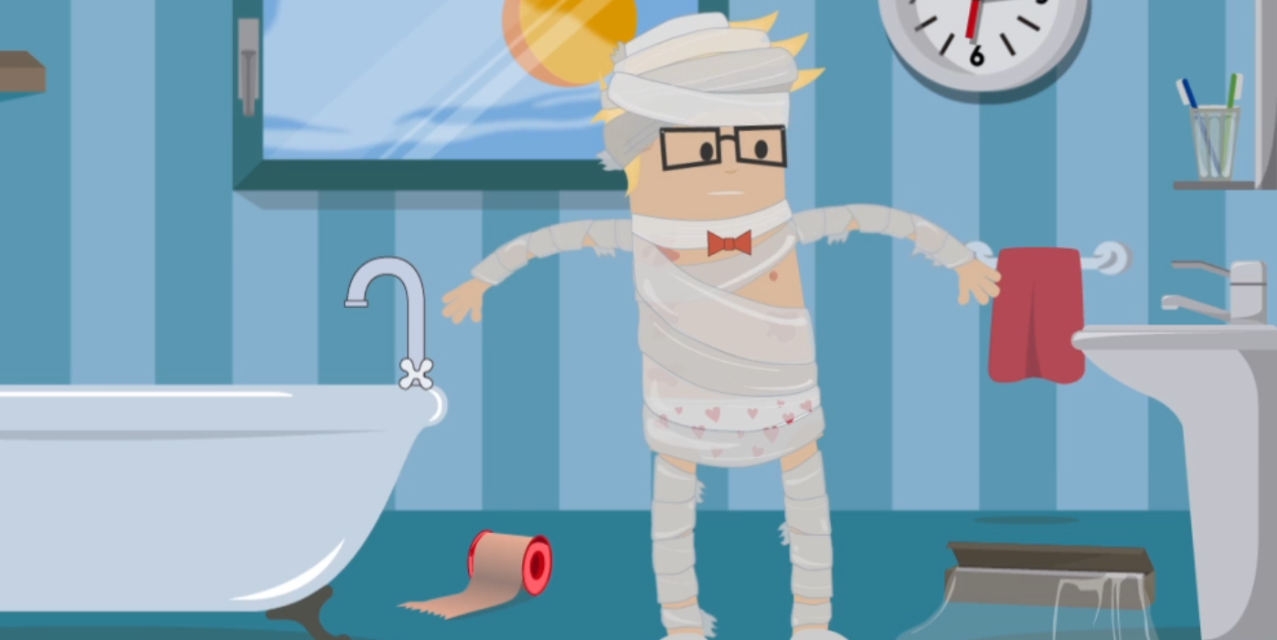 Illustrazione con omino e fasce sulla psoriasi