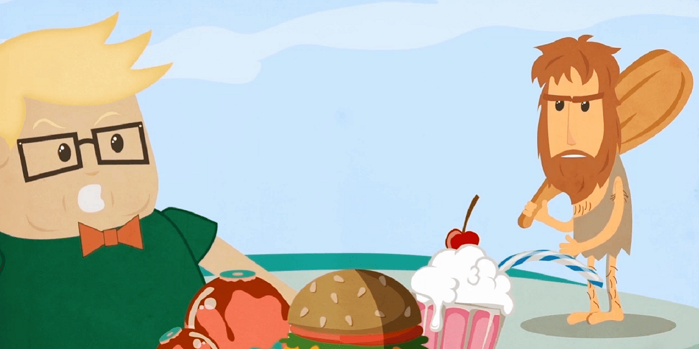 Illustrazione omino che mangia dolci